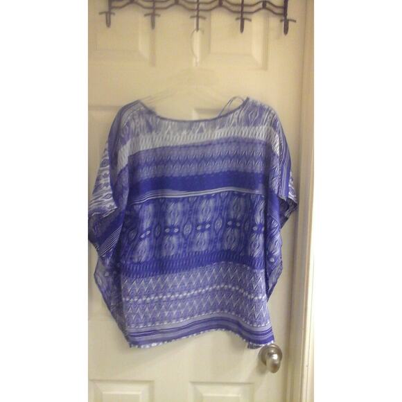 Ambiance Apparel Blouse Junior girls size small, thin, square purple & white NWT - Picture 2 of 4